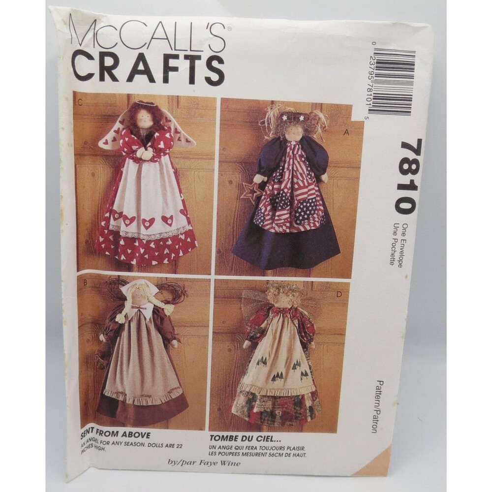 McCall's Crafts 7810 Angel Doll Craft Pattern 22" Dolls Americana Folk Art